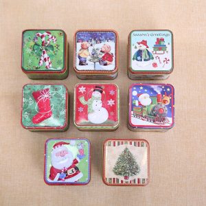 Cute Mini Square Christmas Clear Candy Buffet Favor Jars Bulk With Lids For Party