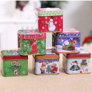 Cute Mini Square Christmas Clear Candy Buffet Favor Jars Bulk With Lids For Party
