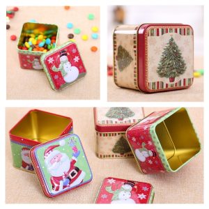 Cute Mini Square Christmas Clear Candy Buffet Favor Jars Bulk With Lids For Party