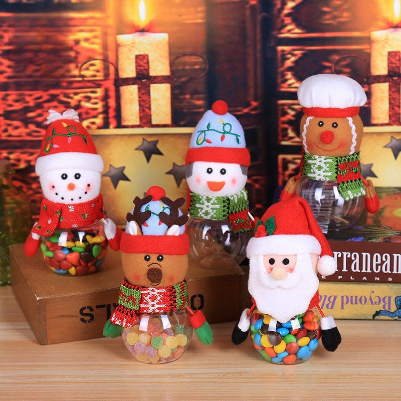 Cute Round Doll Christmas Decorative Plastic Bulk M&m Candy Bar Jars With Lids For Party Cute Round Doll Christmas Decorative Plastic Bulk M&m Candy Bar Jars With Lids For Party