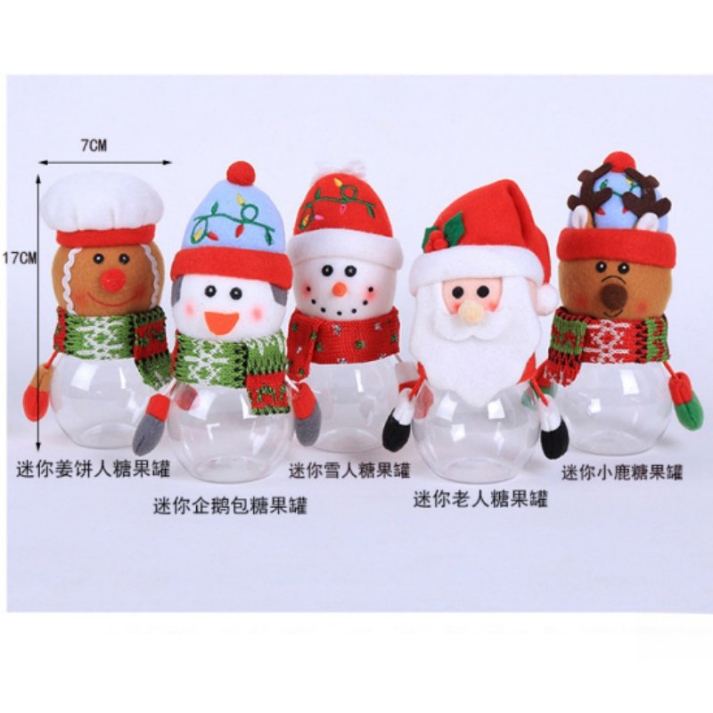 Cute Round Doll Christmas Decorative Plastic Bulk M&m Candy Bar Jars With Lids For Party Cute Round Doll Christmas Decorative Plastic Bulk M&m Candy Bar Jars With Lids For Party