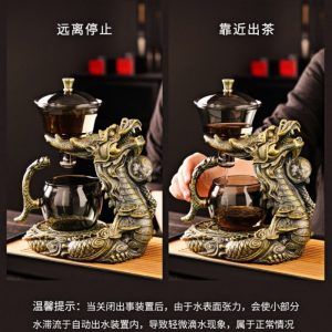 Heat Resistant Simple Clear Glass Semi Automatic Lazy Tea Set