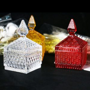 European Style Colorful Crystal Old Fashion Candy Buffet Display Jars Gift With Lid