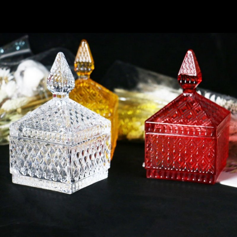 European Style Colorful Crystal Old Fashion Candy Buffet Display Jars Gift With Lid European Style Colorful Crystal Old Fashion Candy Buffet Display Jars Gift With Lid