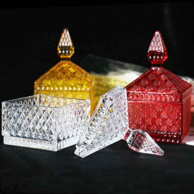 European Style Colorful Crystal Old Fashion Candy Buffet Display Jars Gift With Lid European Style Colorful Crystal Old Fashion Candy Buffet Display Jars Gift With Lid