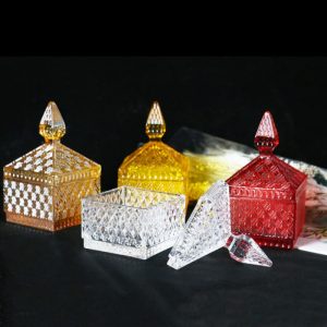European Style Colorful Crystal Old Fashion Candy Buffet Display Jars Gift With Lid