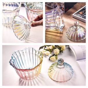 European Vintage Style Flower Shaped For Clear Glass Personalized Candy Table Jars