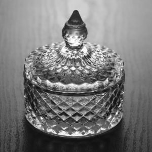 Vintage Glass Candy Jars For Candy Table With Diamond Pointed Lid