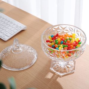 Vintage Large Clear Christmas M&m Candy Glass Table Jars For Party With Lid