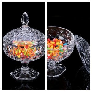Vintage Large Clear Christmas M&m Candy Glass Table Jars For Party With Lid