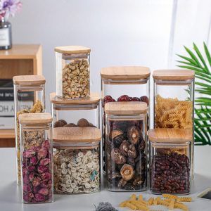 Funny Square Christmas Bulk Glass Jars For Candy Table Buffet With Lids