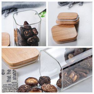 Funny Square Christmas Bulk Glass Jars For Candy Table Buffet With Lids