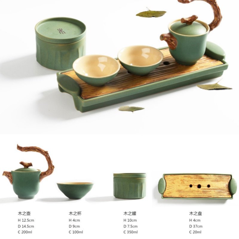 Green Ceramic Traditional Valuable Authentic Japanese Ceremony Set Green Ceramic Traditional Valuable Authentic Japanese Ceremony Set