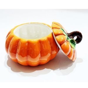 Halloween Funny Pumpkin Shaped Office M&m Ceramic Candy Jar With Lid For Party