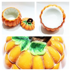 Halloween Funny Pumpkin Shaped Office M&m Ceramic Candy Jar With Lid For Party