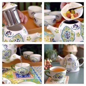 Hand Painted Flower Antique Porcelain Japanese Tea Set