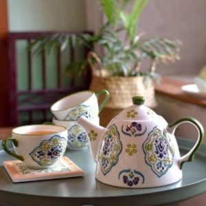 Hand Painted Flower Antique Porcelain Japanese Tea Set