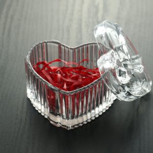 Heart Shaped Stripe Valentines Decorative Candy Display Jars Gift With Lids For Weddings