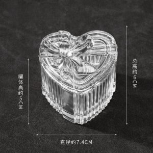 Heart Shaped Stripe Valentines Decorative Candy Display Jars Gift With Lids For Weddings