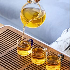 Heat Resistant Simple Clear Glass Semi Automatic Lazy Tea Set