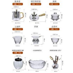 Transparent Clear Glass Heat Resistant Tea Set For Blooming Tea