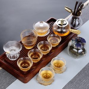 Transparent Clear Glass Heat Resistant Tea Set For Blooming Tea