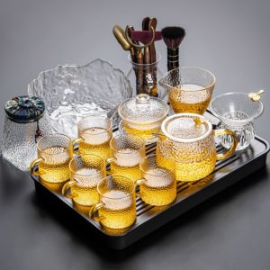 Beauty Crystal Clear Handmade Heat Resistant Gaiwan Gift Glass Tea Set