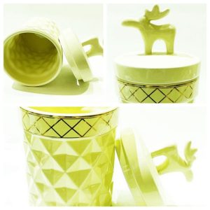 Large Capacity Funny Christmas Elk M&m Ceramic Decorative Gift Candy Jar With Lids