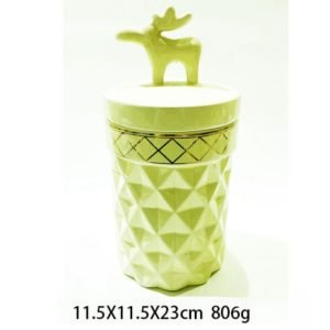 Large Capacity Funny Christmas Elk M&m Ceramic Decorative Gift Candy Jar With Lids