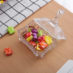 Large Square Clear Glass Candy Display Jar Ideas With Lid For Weddings