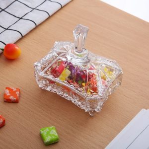 Large Square Clear Glass Candy Display Jar Ideas With Lid For Weddings