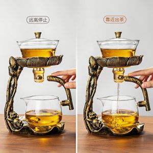 Heat Resistant Simple Clear Glass Semi Automatic Lazy Tea Set