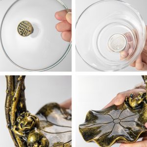 Heat Resistant Simple Clear Glass Semi Automatic Lazy Tea Set