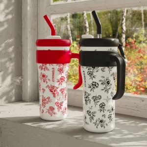 40.6 Fl Oz/1200 Ml Gradient Color Stainless Tea Tumbler Cup With Handle And Straw