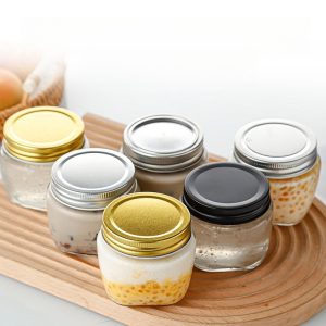 Multi-functional Small Cute Clear Glass Bulk Mason Candy Jars For Candy Table With Multi-colored Lids