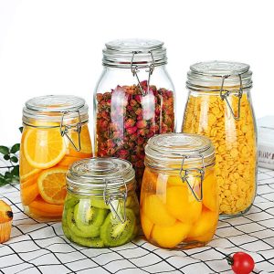 Multi-sized Round Mason Clear Glass Jar Candy Dispenser With Lids