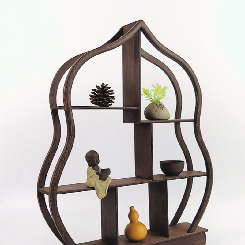 Innovative Wooden Gourd Tea Set Display Holder Stand Shelf Innovative Wooden Gourd Tea Set Display Holder Stand Shelf