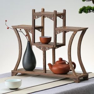 Innovative Wooden Moon Tea Cup Tea Set Display Holder Stand