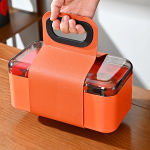 Orange Peanut Shaped Ceramic Portable Tea Set Travel Case For One