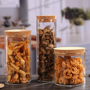 Personalized Clear Glass Bulk Chocolate Decorative Candy Buffet Jars With Bamboo Lids