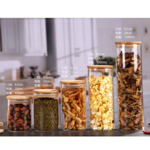 Personalized Clear Glass Bulk Chocolate Decorative Candy Buffet Jars With Bamboo Lids