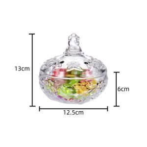 Personalized Lotus Pattern Clear Crystal Glass Candy Display Jar Gift For Party