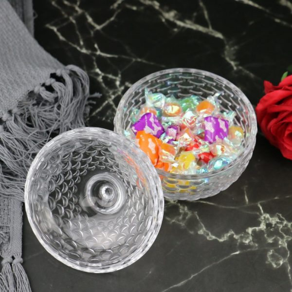 Personalized Triped Fish Scale Pattern Glass Small Candy Display Jar With Lid Wedding