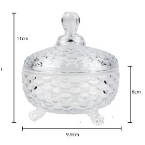 Personalized Triped Fish Scale Pattern Glass Small Candy Display Jar With Lid Wedding