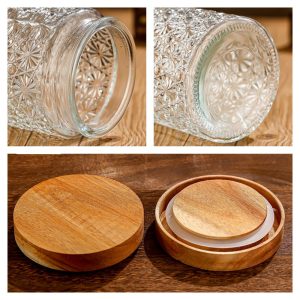 Personalized Vintage Pattern Gift Bulk Glass Mason Candy Jars With Lids For Office Desk