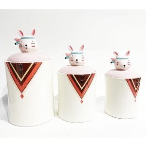 Pink Cartoon Rabbit Ceramic Sweet Treats The Candy Corn Cookie Jar Cute Gift For Office Desk