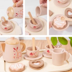 Yellow And Green Wooden Lemon Childs Afternoon Tea Party Set For Kids