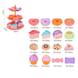 Pink Rabbit Princess Tinplate Metal Childs Tea Party Sets With Dessert Stand For Little Girls