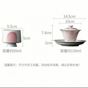 Pink And White Porcelain Antique Handmade Tea Set Japanese