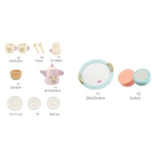 Cute Purple Rabbit Wooden Childs Afternoon Tea Party Set For Little Girls